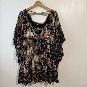 Free People Heart of Gold Mini Dress In Moonlight Garden Print Sz S Boho Women’s